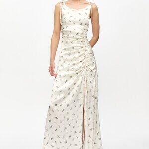 Ganni White Satin Gathered Dress - Size 36/US 4 $495 usd